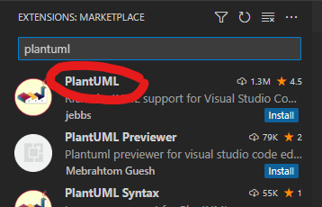install the plantuml extension